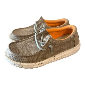 Hey Dude boys Wally canvas slip on shoes in Sahara size US 13 youth